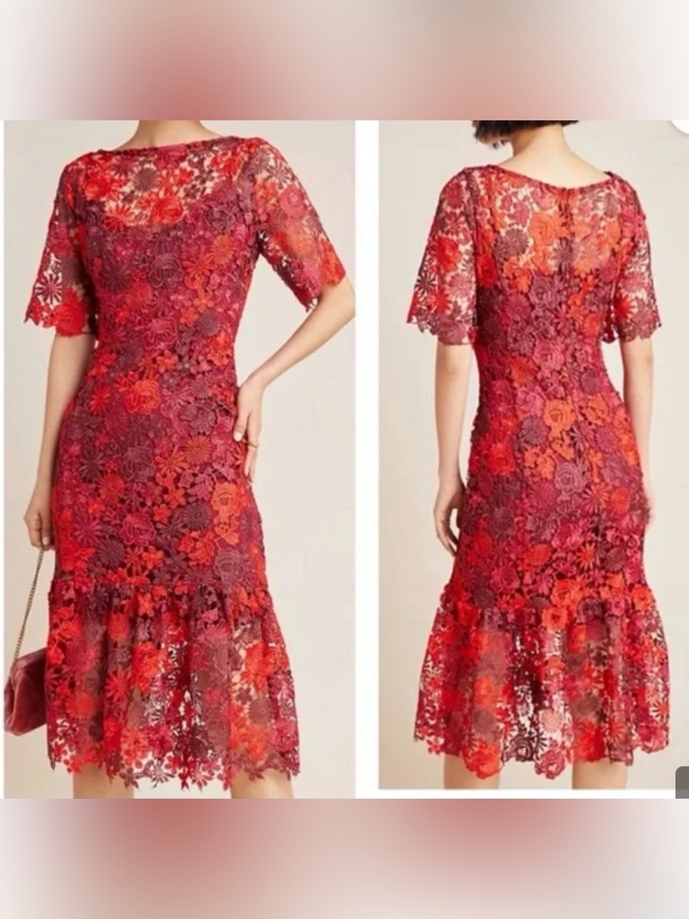 Anthropologie Eva Franco Brigitte lace midi dress sz 6